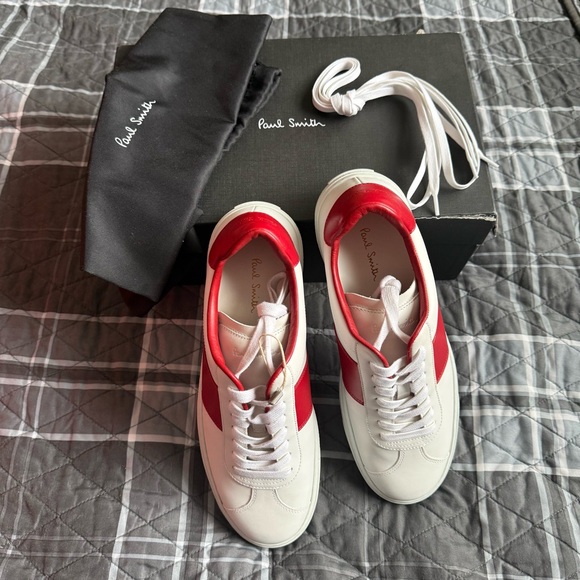 Paul Smith Red and White Sneakers Unisex. Men’s 7. Women’s 10-10.5 NIB Dust Bag - Picture 3 of 9